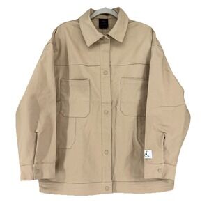 Nike Jordan Flight Woman's Small Oversized Trucker Jacket In Beige/Khaki NWT